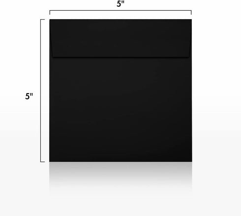 LUXPaper Square Invitation Envelopes | Peel & Press | 5" x 5" | Midnight Black | 80lb. Text | 50 Qty by LUXPaper