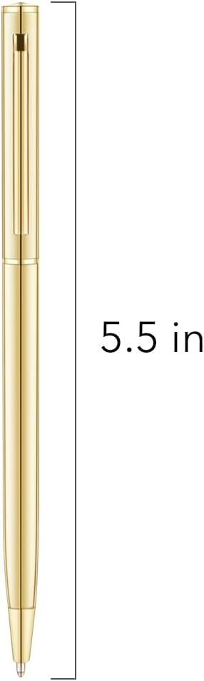 Unibene 18 Pack Gold Slim Ballpoint Pens, Black Ink, Medium Point (1 mm), Nice Gift for Office Students