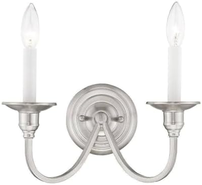 5142-91 2-Light Livex Lighting Cranford Wall Sconce, Brushed Nickel
