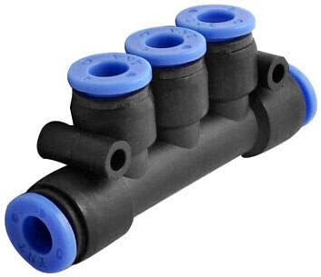 2 PCS 1/4 (6mm) 5 Way Splitter Push in Connector Pneumatic Fittings Black by PAKA HAND TOOLS