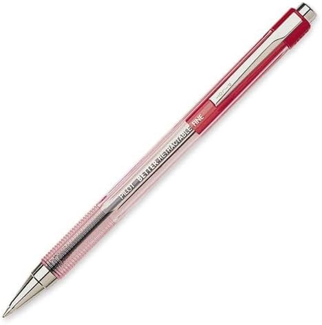 Pilot Better Retractable Ballpoint Pen Bundle Black, Blue, Red Fine Point 07, 10 COUNT