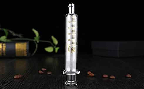 1 Pack Glass Syringes with Caps, 10cc/ml for Laboratory Use