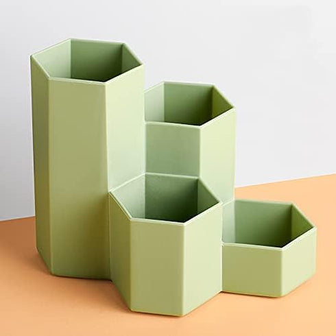 Pencil Holder Pen Cup, Makeup Brush Holder, Desktop Organizer Storage Case with 4 Compartments for Office Supplies