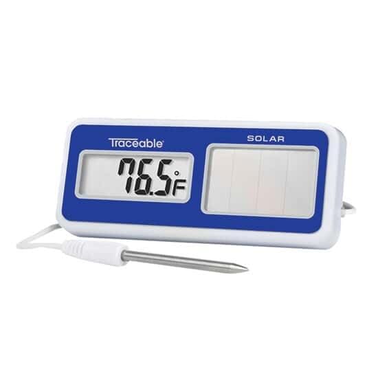Traceable Solar-Powered Digital Thermometer with Calibration, 1 External Probe