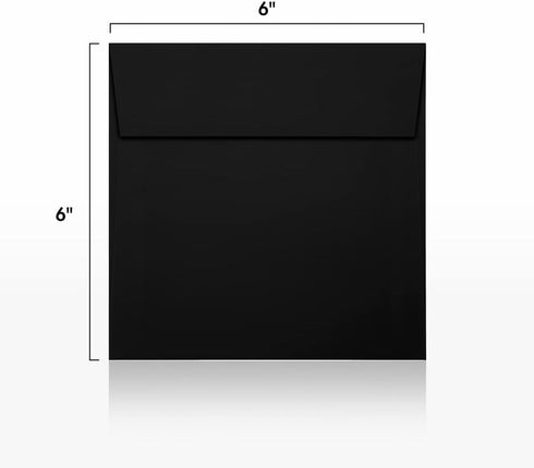 LUXPaper Square Invitation Envelopes, Peel & Press, 6" x 6", Black Linen, 50 Qty