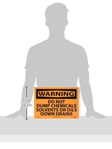 NMC OSHA Sign, "WARNING - DO NOT DUMP CHEMICALS", 14" x 10", Pressure Sensitive Vinyl