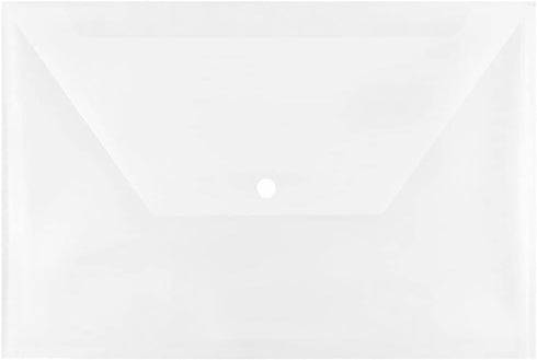 JAM PAPER Plastic Envelopes with Snap Closure - Legal Booklet - Clear - 12/Pack