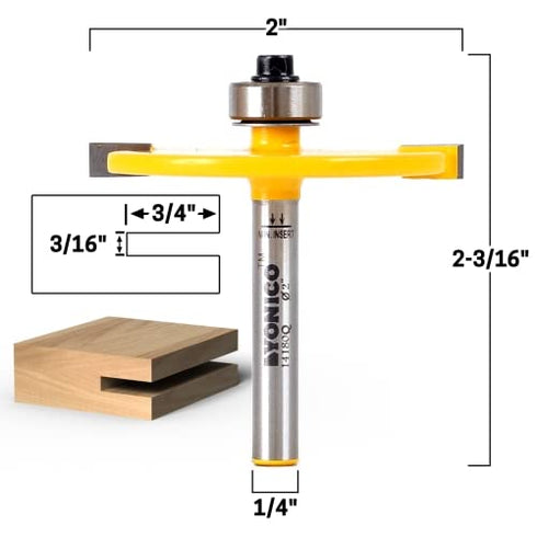 (3/16" 3/4" 1/4" YONICO Slot Cutter Router Bit Height - Depth - Shank)