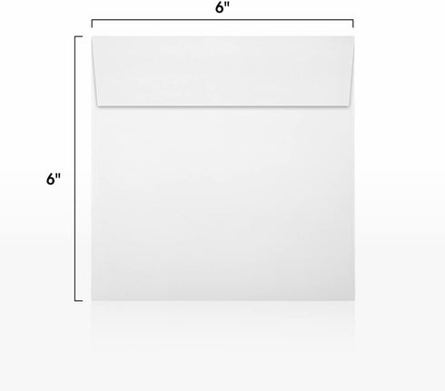 LUXPaper Square Invitation Envelopes - Peel & Press, 6" x 6", White, 100% Recycled, 80lb. Text, 50 Qty