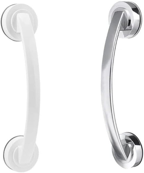Generic Southst Suction Shower Grab Assistance Bar Wall Bathroom Bar Handle Armrest Silver White - (Color: White)