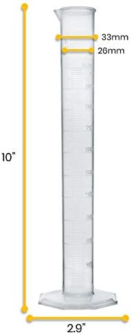 EISCO Graduated Cylinder, 100mL - Class A Tolerance, Octagonal Base, TPX Plastic, Industrial Quality, Autoclavable