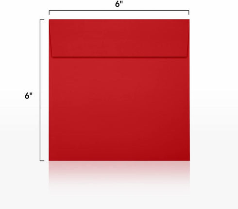 LUXPaper Square Invitation Envelopes | 6" x 6" | Ruby Red | Peel & Press | 80lb. Text | 50 Qty