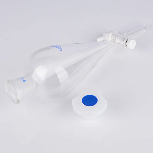 Conical Separatory Funnel, 250 ml Heavy Wall Borosilicate Glass with 24/29 Joints and PTFE Stopcock