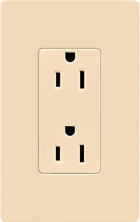Lutron Claro 15 Amp Duplex Outlet, CAR-15-IV, 125 Volts, Ivory