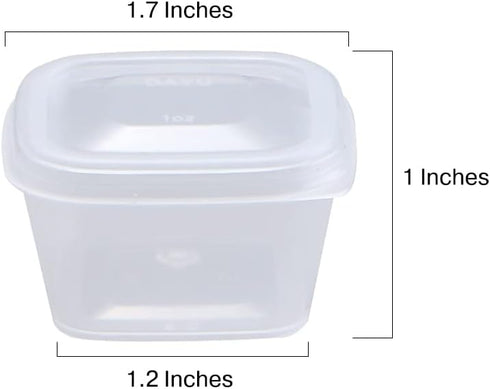 MIUPOO Leak Proof Square Sauce Cup,Plastic Souffle Cups,Disposable Clear Leak Proof Sauce Cup With Hinged Lid,Used for Various Sauces,Food Samples,Storage Crafts,1 OZ,100 Pieces