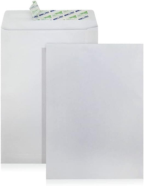 WINPAQ 6x9 White Open End Peel & Seal Envelopes, 250 Packs for Document Storage and Mailing