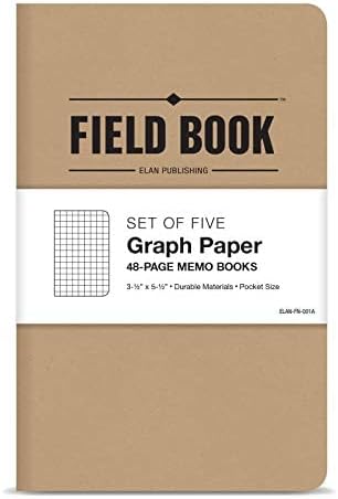 Elan Publishing Company Field Notebook/Pocket Journal - 3.5"x5.5" Kraft Graph Memo Book (Pack of 5)