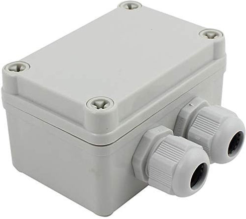 YXQ 1 in to 2 Out Electrical Junction Box, IP65 Waterproof Project Enclosure Case with Connector Gland - White Grey