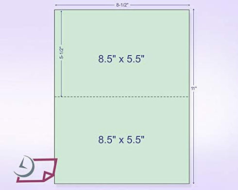 NextDayLabels Pack of 500 Sheets | 8-1/2 x 11" Letter Size Perforated Paper (Green, Perf @ 5-1/2")