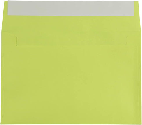 JAM PAPER A9 Colored Invitation Envelopes - Ultra Lime Green Peel & Seal Closure 100/Pack