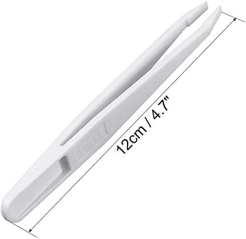 Precision Plastic Tweezers Kit, Anti-static Set for Craft & Electronics Repair - White - 6Pcs