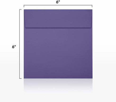 LUXPaper Square Invitation Envelopes - Peel & Press, 6" x 6", Wisteria Purple, 80lb. Text, 50 Qty