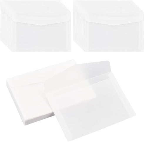 PH PandaHall 50pcs Translucent Envelopes, 6.9x 4.9'' Glassine Envelopes, White Clear Paper for Greeting Cards