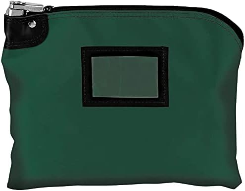 BankSupplies Laminated Nylon Locking Deposit Bags, Forest Green, 15W x 11H, Heavy-Duty Security Cash Bag