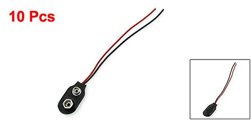 uxcell A13110100ux0258 Snap 9V Battery Clip Connector, I Type Black W Cable, Pack of 10