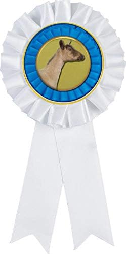Crown Awards Dairy Goat White Rosette Ribbon Award, Goat Trophy Ribbon Prize