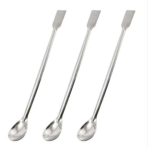Maxmoral 3PCS Laboratory Spoon Spatula, 2 in 1 Stainless Steel Lab Mixing Tool, 20cm