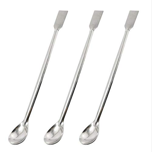 Maxmoral 3PCS Laboratory Spoon Spatula, 2 in 1 Stainless Steel Lab Mixing Tool, 20cm