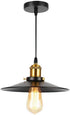 7.87 Inch Industrial Black Saucer Pendant Light with Brass Socket, Vintage Metal