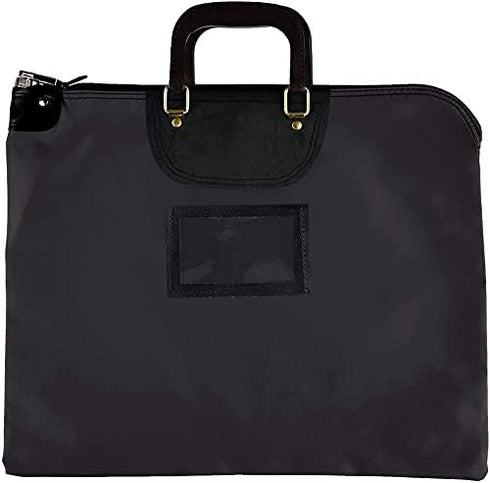 BankSupplies HIPAA Locking Courier Bags with Handles & Card Holder, Black, 19W x 15H, Durable Laminated Nylon Fabric