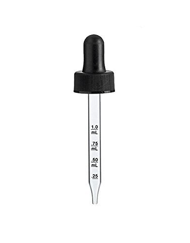 Comfort Axis Graduated Glass Droppers Black for 1 oz Round Bottles, 3 Pack
