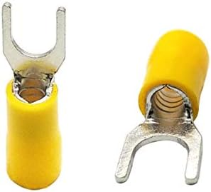 100Pcs SV1.25-3 Insulated Fork Spade Wire Connector, Electrical Crimp Terminal, 22-16AWG U-Type