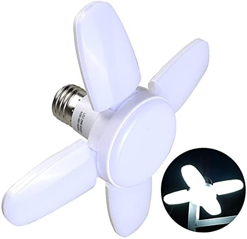 E27 LED Bulb Fan Blade Timing Lamp AC85-265V 28W Foldable Led Light Bulb Lampada for Home Ceiling Light with Remote Controller (Only Fan Bulb) by TKUS
