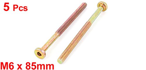 uxcell M6 x 85mm Threaded Hex Socket Head Cap Screws, Bronze Tone, 5 Pcs