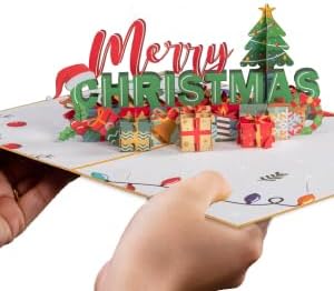 Paper Love Pop Up Christmas Card, 3D Merry Christmas, for Christmas or Holidays, 5" x 7" Cover with Envelope and