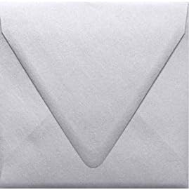 LUXPaper 6 1/2" x 6 1/2" Silver Metallic Square Contour Flap Invitation Envelopes, 50 Qty, 80lb. Text