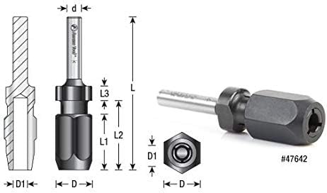 Amana Tool 47648 1/4" Shank CNC Extension Adapter for 1/8" Router Bits
