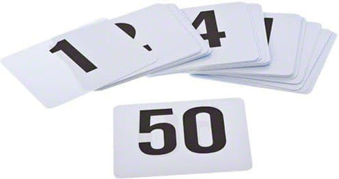 ROY TN 1 50 -Royal Industries Number 1-50 Plastic Number Card Set, 4'' by 4'', White Base