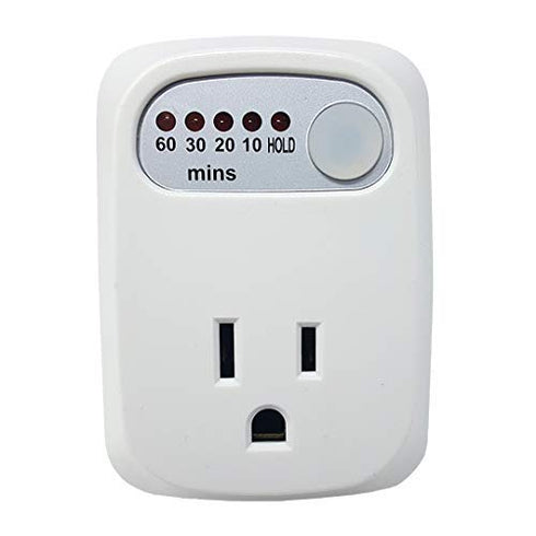 Auto Shut-Off Safety Outlet, Countdown Timer with 60 min, 30 min, 20 min, 10 min Options
