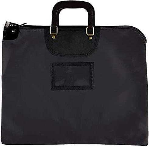 BankSupplies HIPAA Locking Courier Bags with Handles & Card Holder, Black, 19W x 15H, Durable Laminated Nylon Fabric
