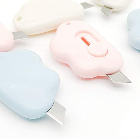Cute Mini Art Cutter Utility Knife - 3Pcs Cloud Shaped Retractable Box Cutters for Office School DIY Crafts
