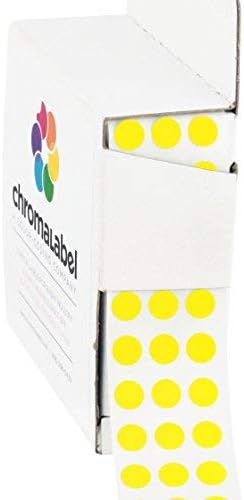 ChromaLabel 1/4 Inch Circle Sticker Labels, 1000 Yellow Dot Stickers with Handy Dispenser