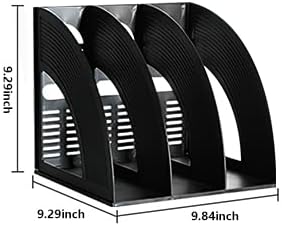 Marte Vanci 2 Pcs Magazine File Holder, Black Plastic Desktop Organizer, Sturdy Vertical 3 Section Folder