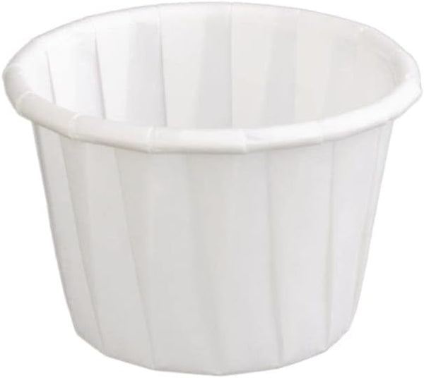 Genpak 250 Piece Pleated Paper Portion Cup, 1 oz, 1" H, White