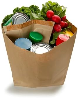 QQOUTLET 52 Lbs (200) Large Heavy Duty Kraft Brown Paper Barrel Sack Bag, Paper Bags for Grocery Shopping. Basis Weight