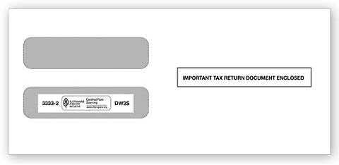 W-2 Tax Envelopes for 3-Up Horizontal - 25 Pack Double Window Self-Seal Security Envelope